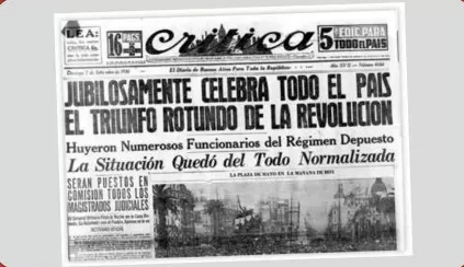 portada del diario Critica el dia del golpe ue derrocó a H. Yrigoyen