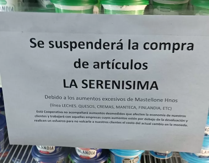 Supermercado platense denuncia aumentos excesivos de La Serenísima