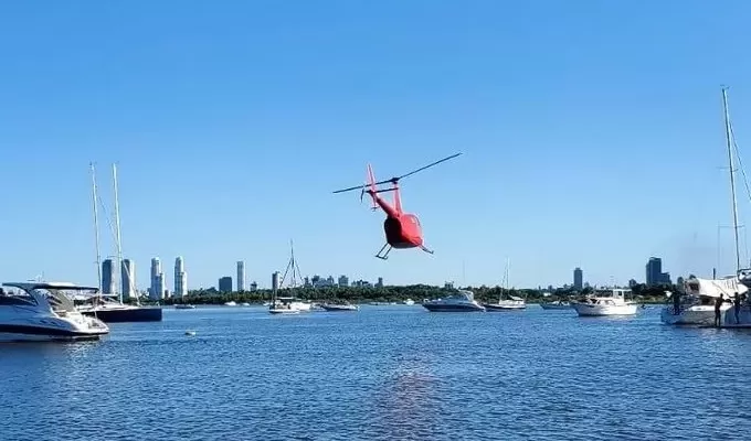 Ramallo: Cayó un helicóptero en el río Paraná